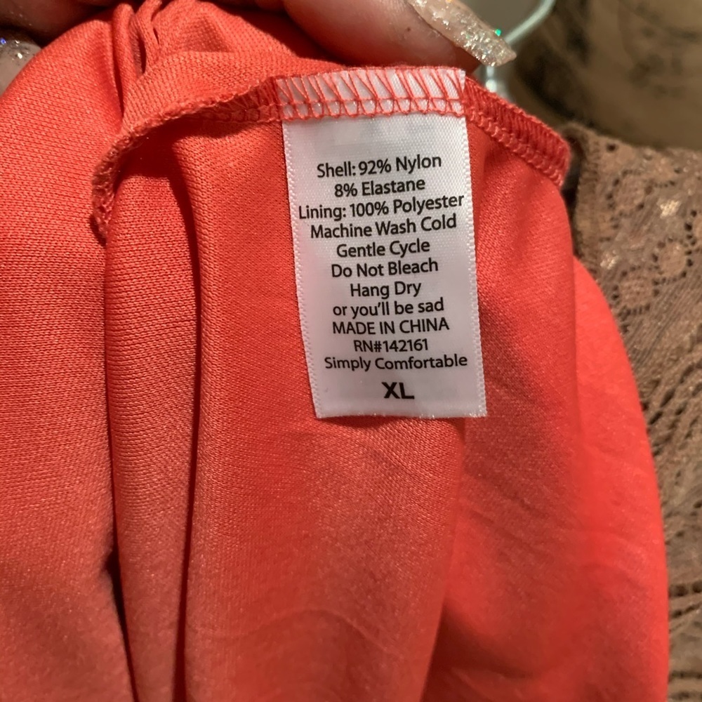 LuLaRoe Lola skirt in brown and coral - Picture 5 of 5